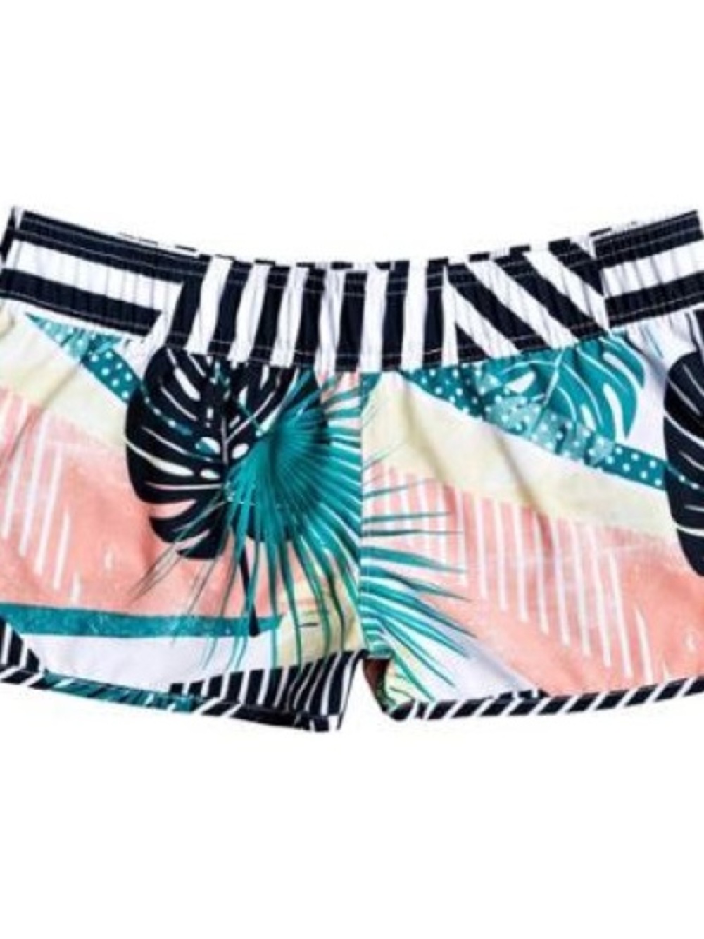 Roxy Tropical Leaf Bike Shorts - Teal, Coral & Black